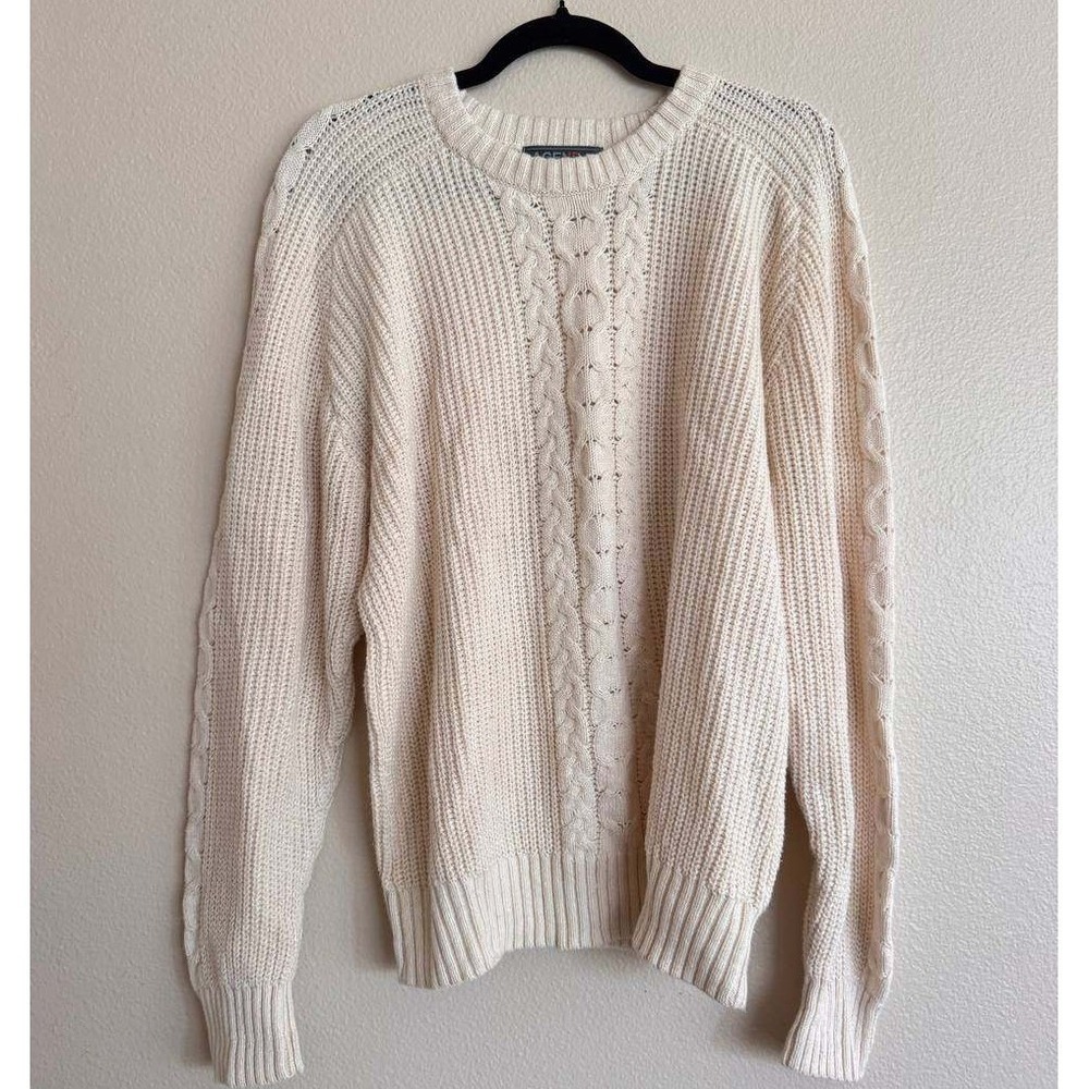 Agenda Cream Cable Knit Sweater Crewneck Cottagecore Coastal Grandma Old Money M